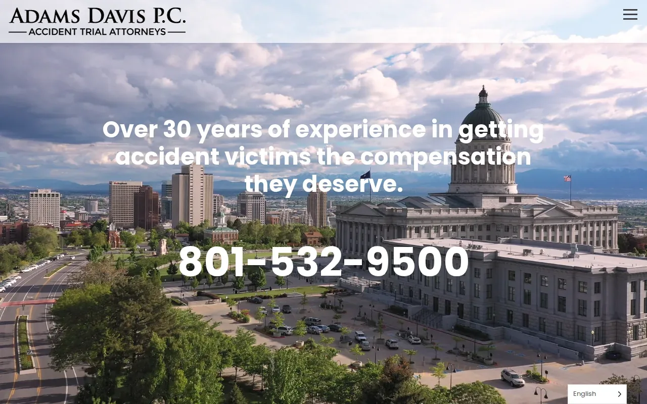 Screenshot of the Adams Davis P.C. website