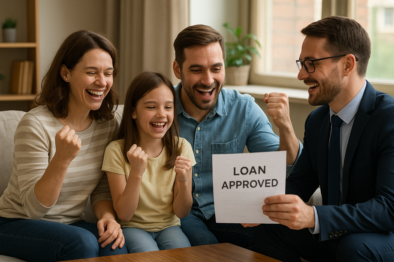 Happy family receiving home loan approval with help of Baldivis home loan broker. Alt: Satisfied clients with a home loan broker Baldivis.