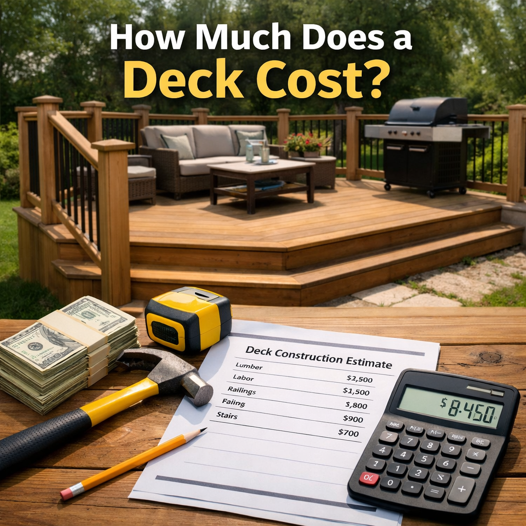 A photorealistic image related to how-much-does-a-deck-cost. Alt: how-much-does-a-deck-cost