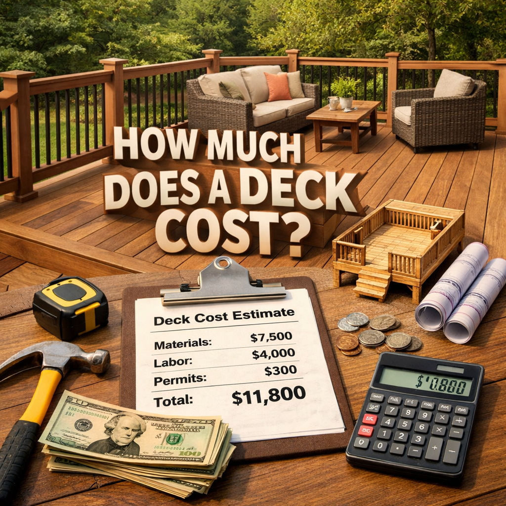 A photorealistic image related to how-much-does-a-deck-cost. Alt: how-much-does-a-deck-cost
