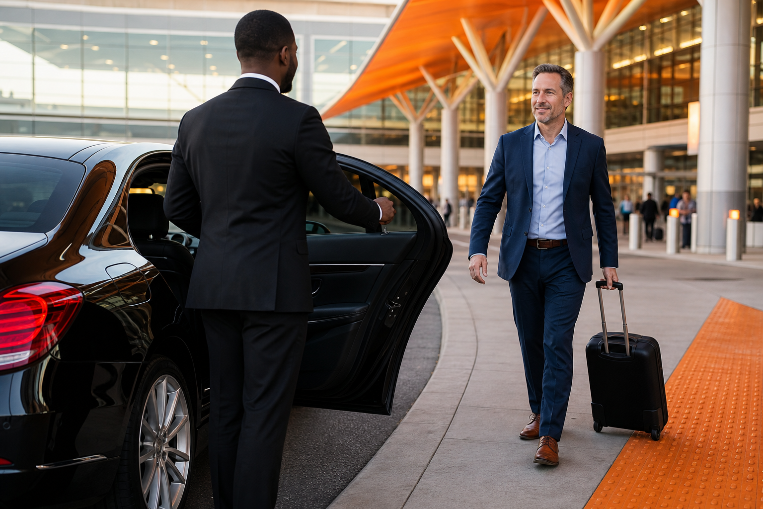 Minneapolis airport car service chauffeur meeting a traveler at MSP.