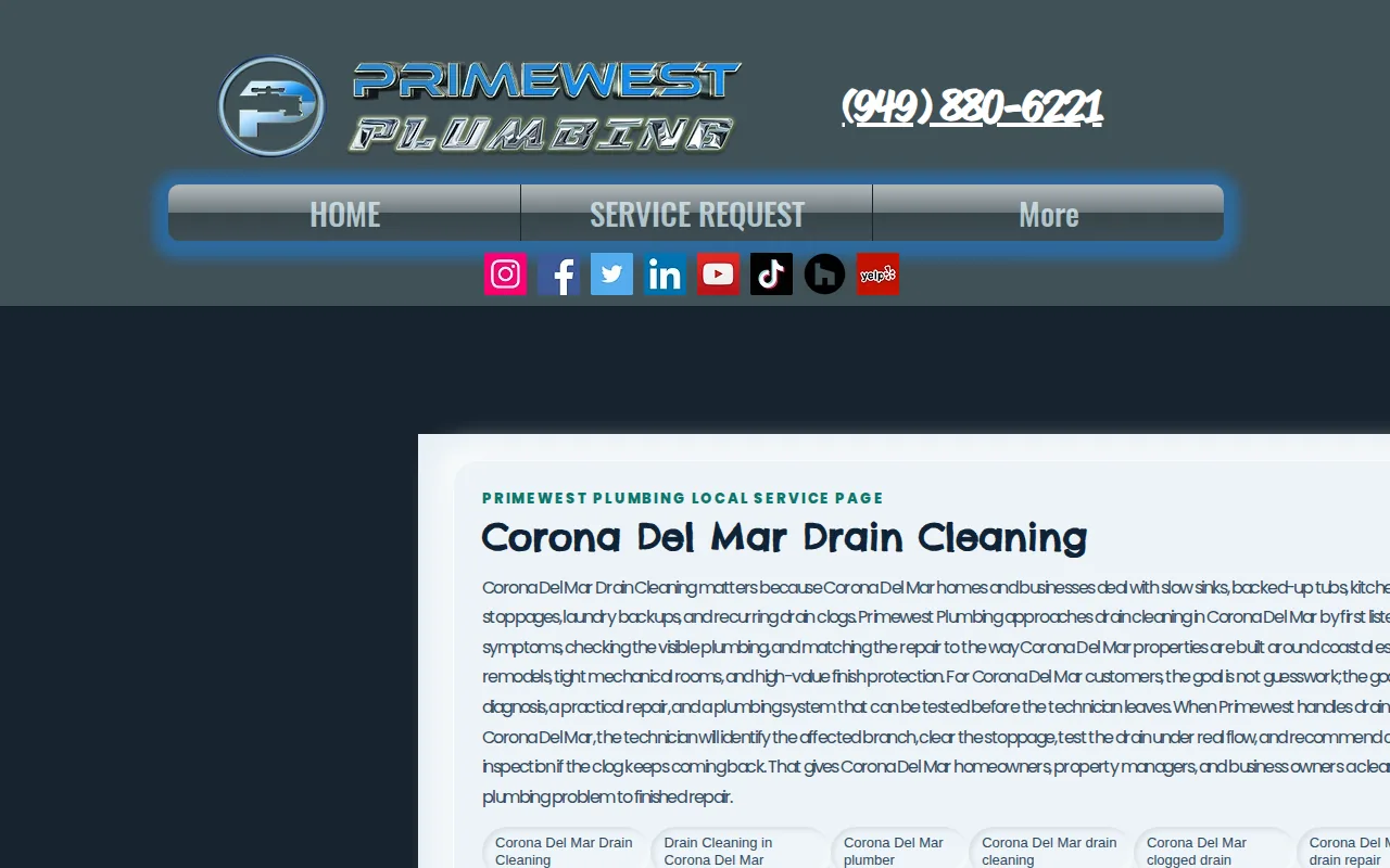 Primewest Plumbing: visual reference for 1. Primewest Plumbing (Our Top Pick) — Expert Drain Cleaning in Orange County
