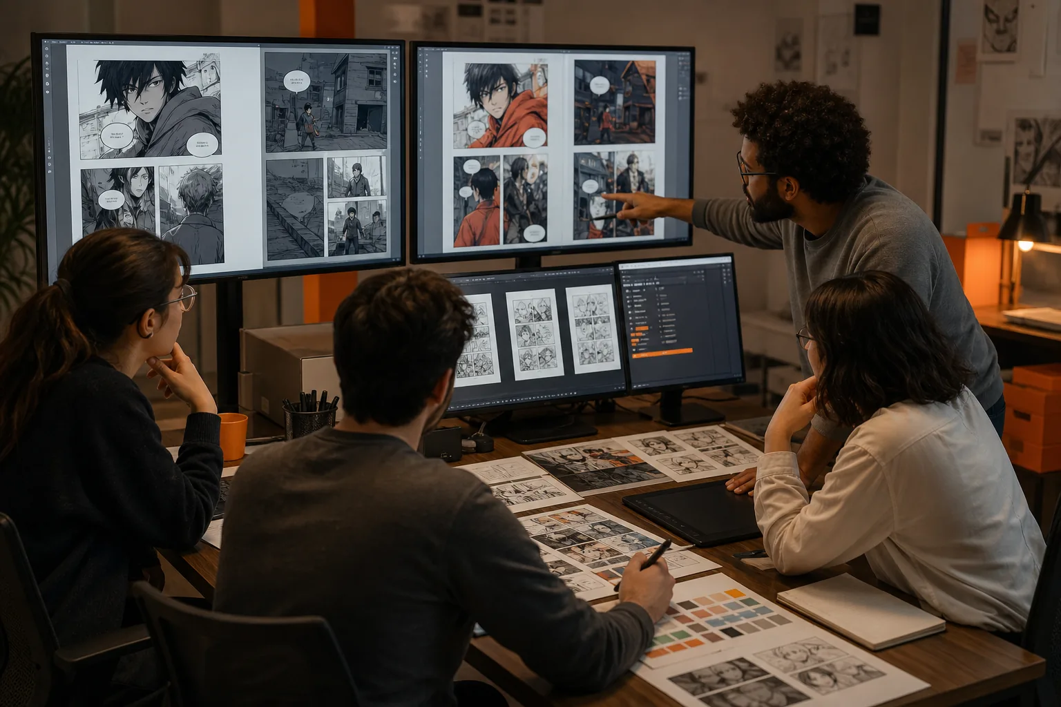 publishers reviewing an automated comic translation workflow
