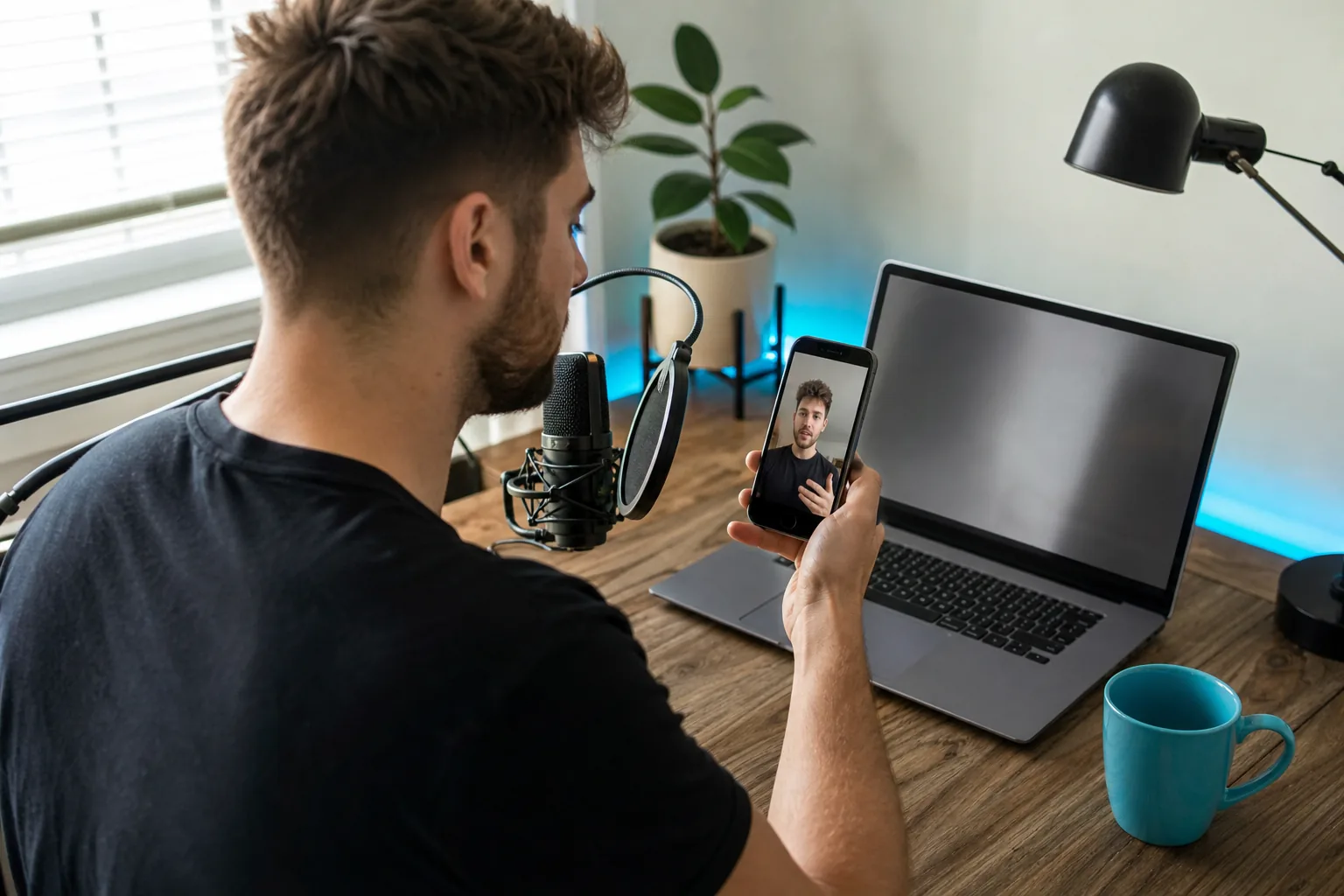 Creator reviewing TikTok auto-captions on a phone before posting a video.