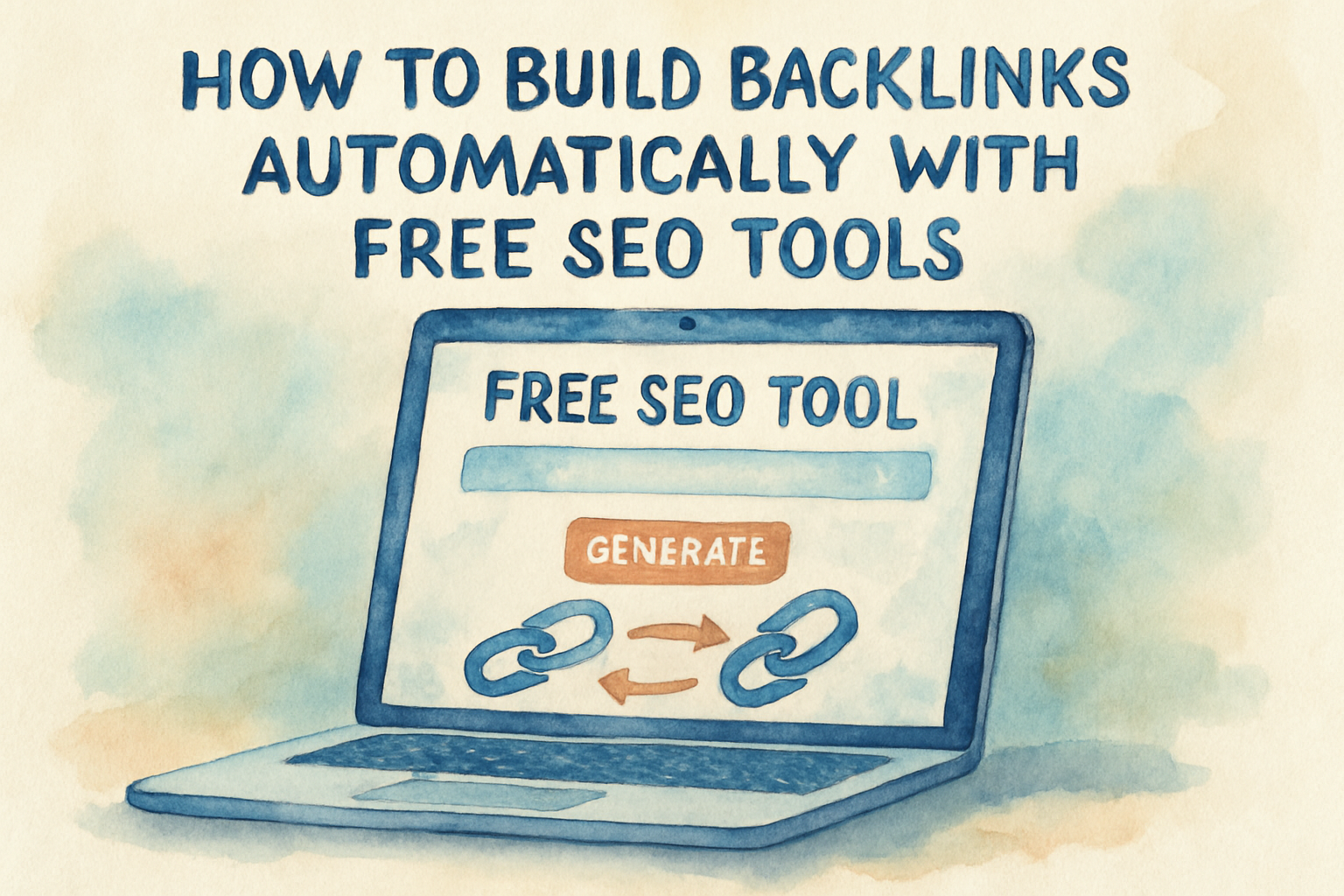 An illustration showing a website hosting a free online SEO tool that generates automatic backlinks. Alt: How to build backlinks automatically with free SEO tools.
