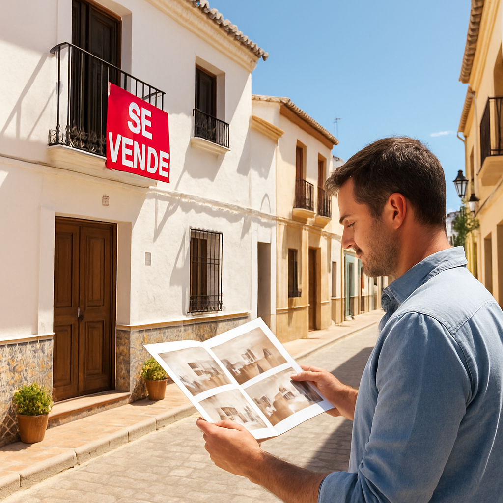 A bright sunlit Spanish street with a
