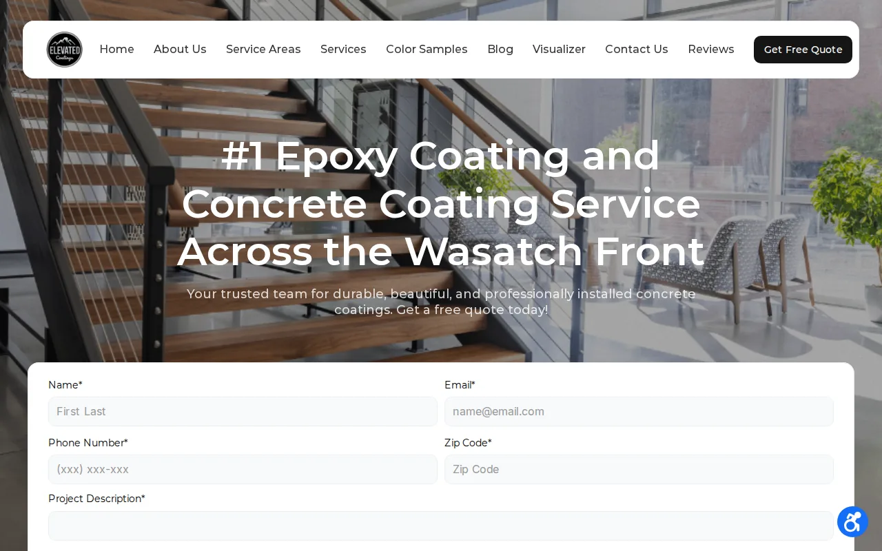 Screenshot of the Elevated Coatings website