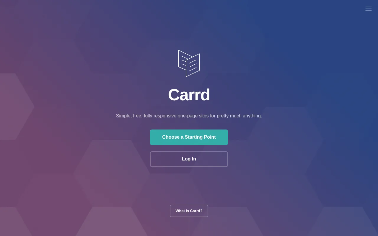 Carrd: visual reference for 6. Carrd — Quick One-Page Launch Sites