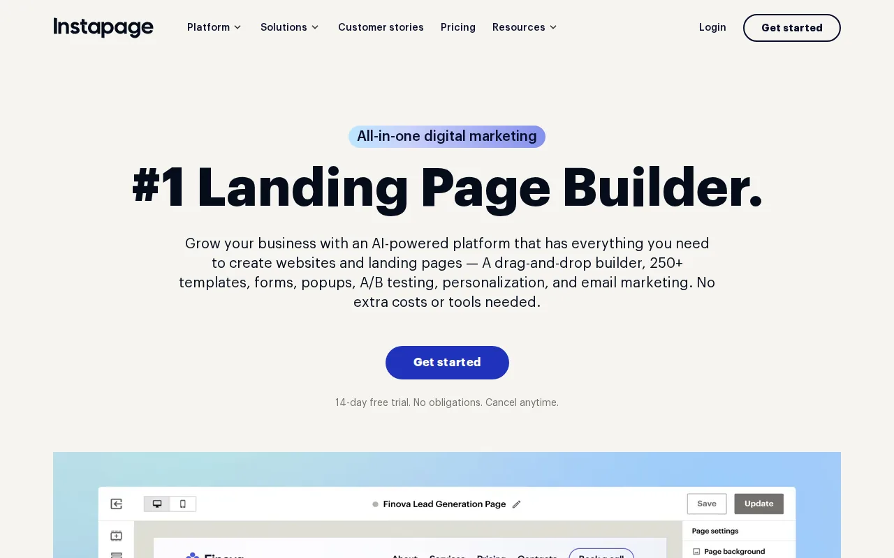 Instapage: visual reference for 8. Instapage — High-Volume Paid-Traffic Landing Pages