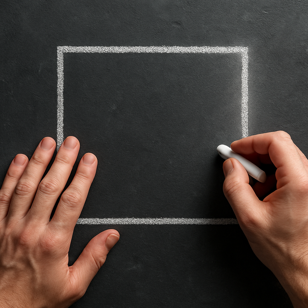 photorealistic hands finishing square border. Alt: border finish in light.