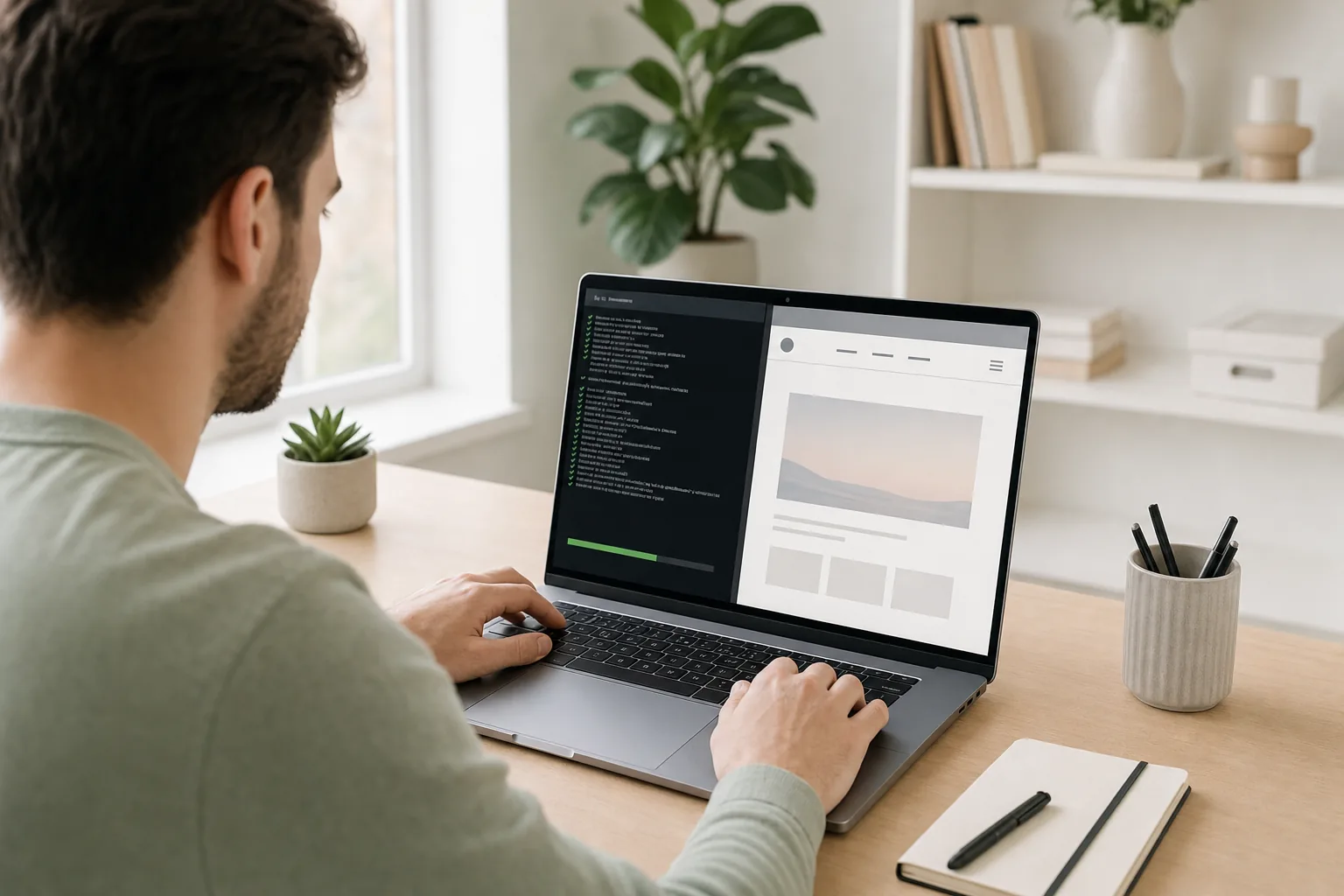 Preparing website files and staging checks before deployment.