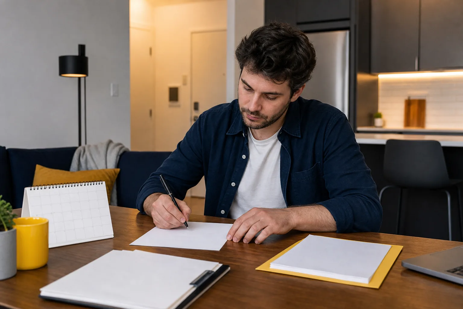 A renter writes a lease termination notice when ending a month to month lease in the United States.
