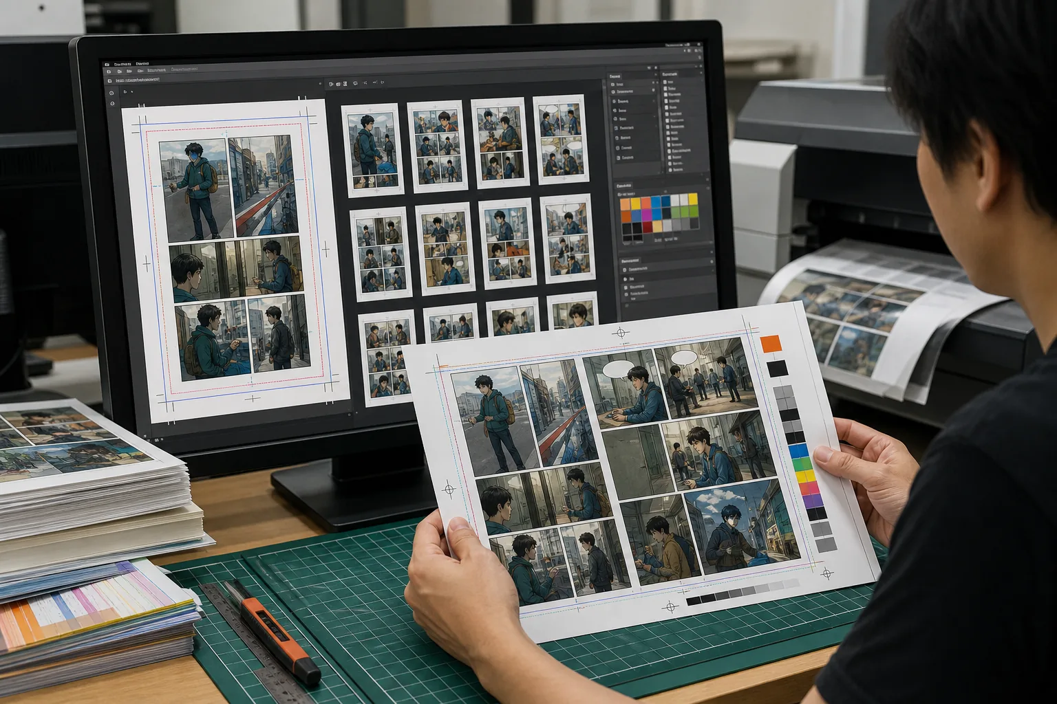 exporting a print-ready translated comic PDF with bleed and color checks