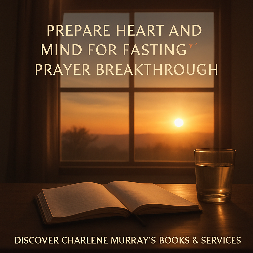 A serene sunrise over a quiet room with a journal and a glass of water, symbolizing preparation for fasting and prayer. Alt: Prepare heart and mind for fasting prayer breakthrough