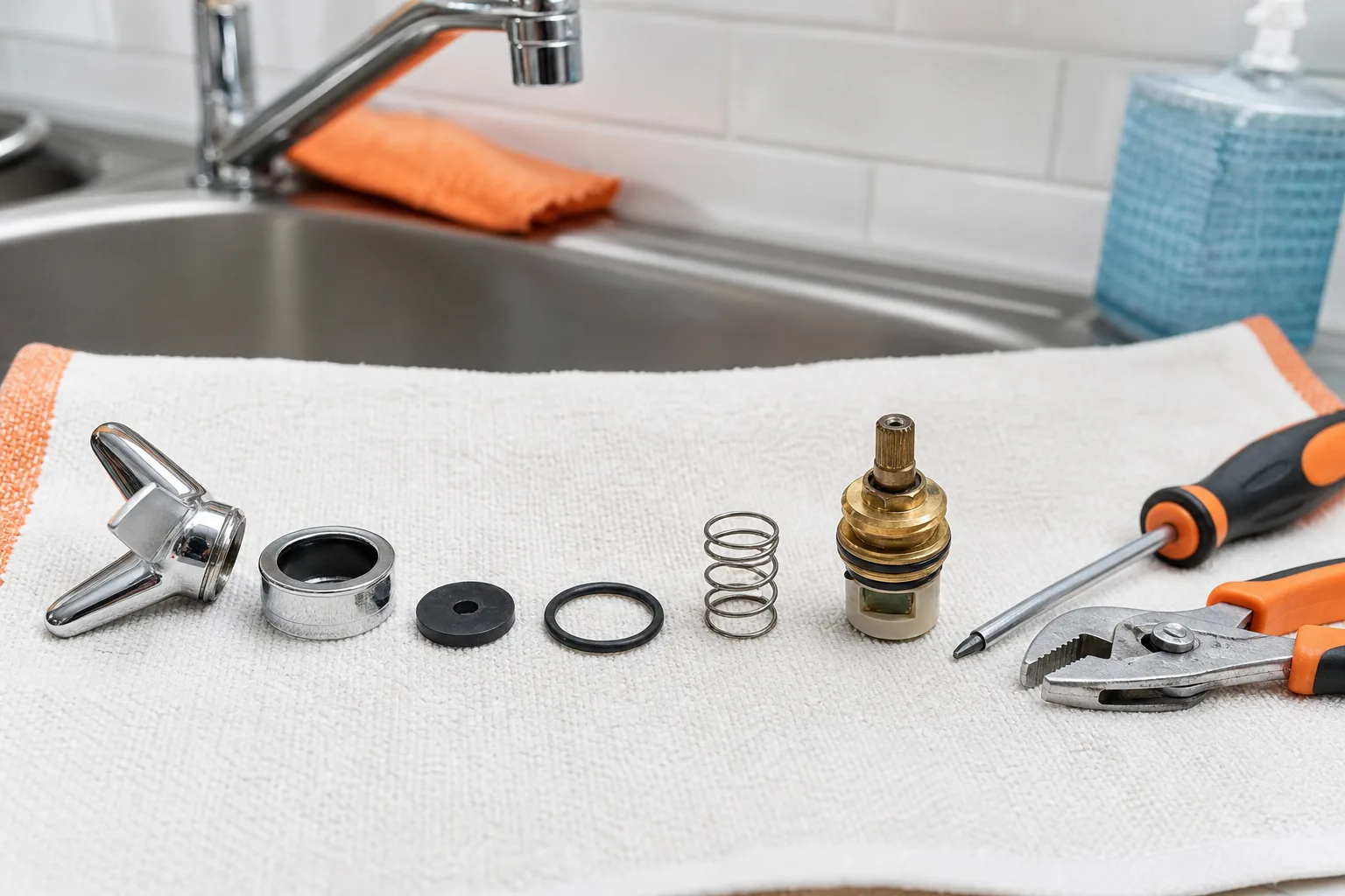 replace a worn faucet washer O-ring spring or cartridge