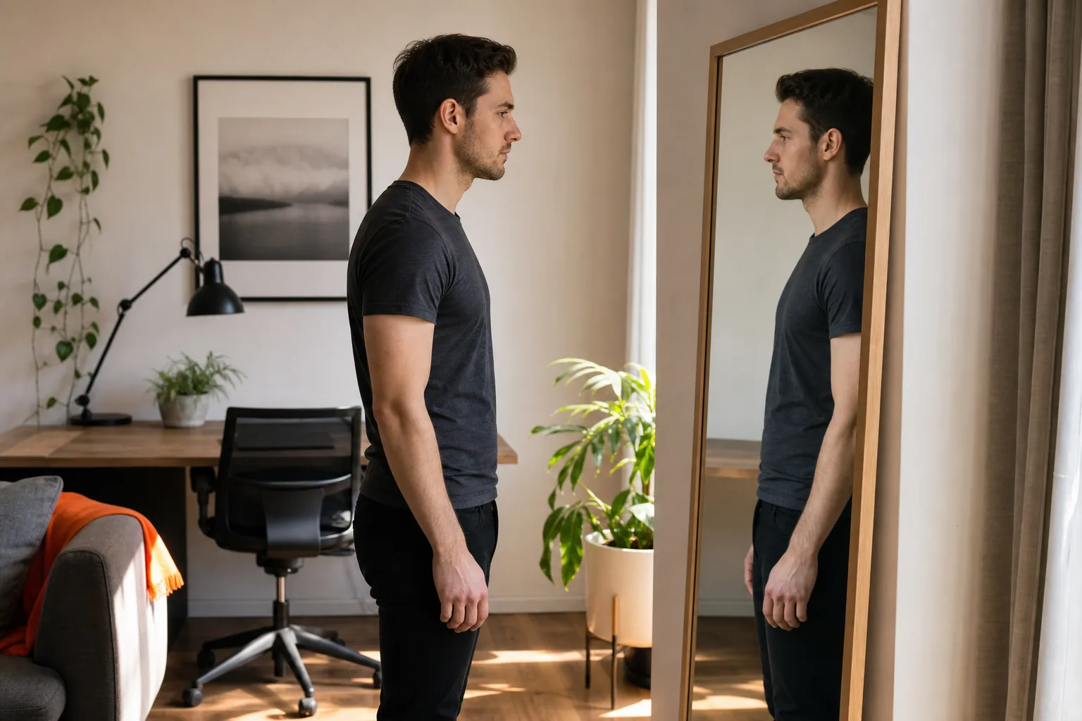 side view posture check for forward head posture