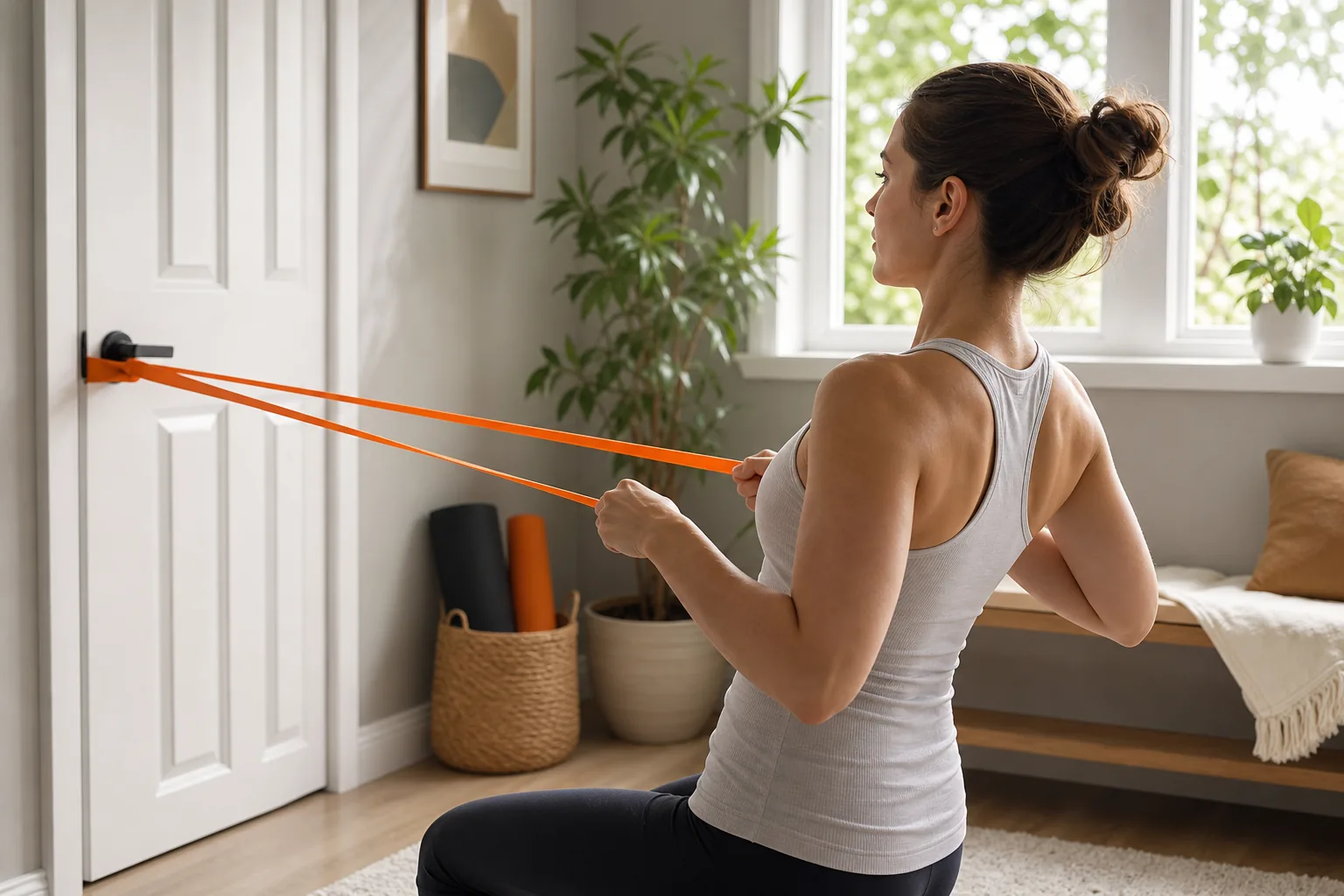 Upper-back strengthening exercise for text neck and forward head posture.