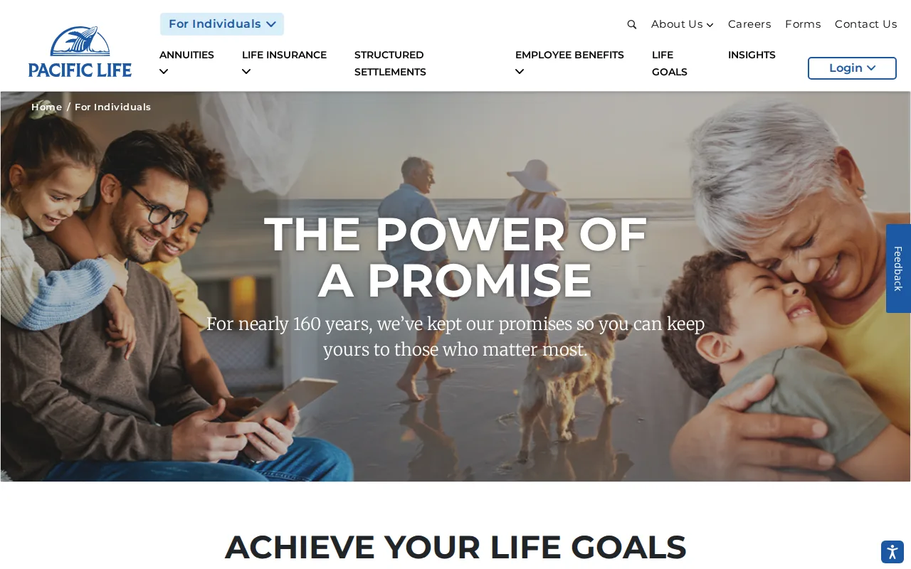 Screenshot of the Pacific Life website