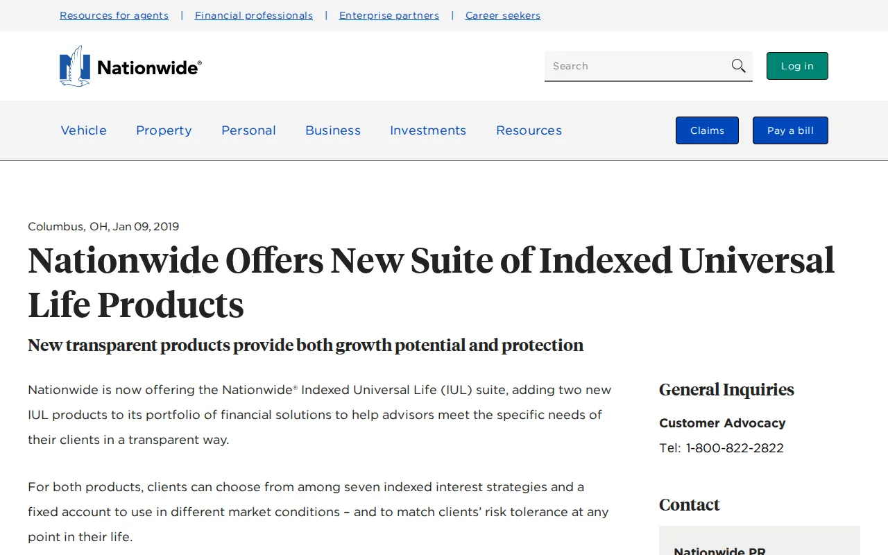 Screenshot of the Nationwide website