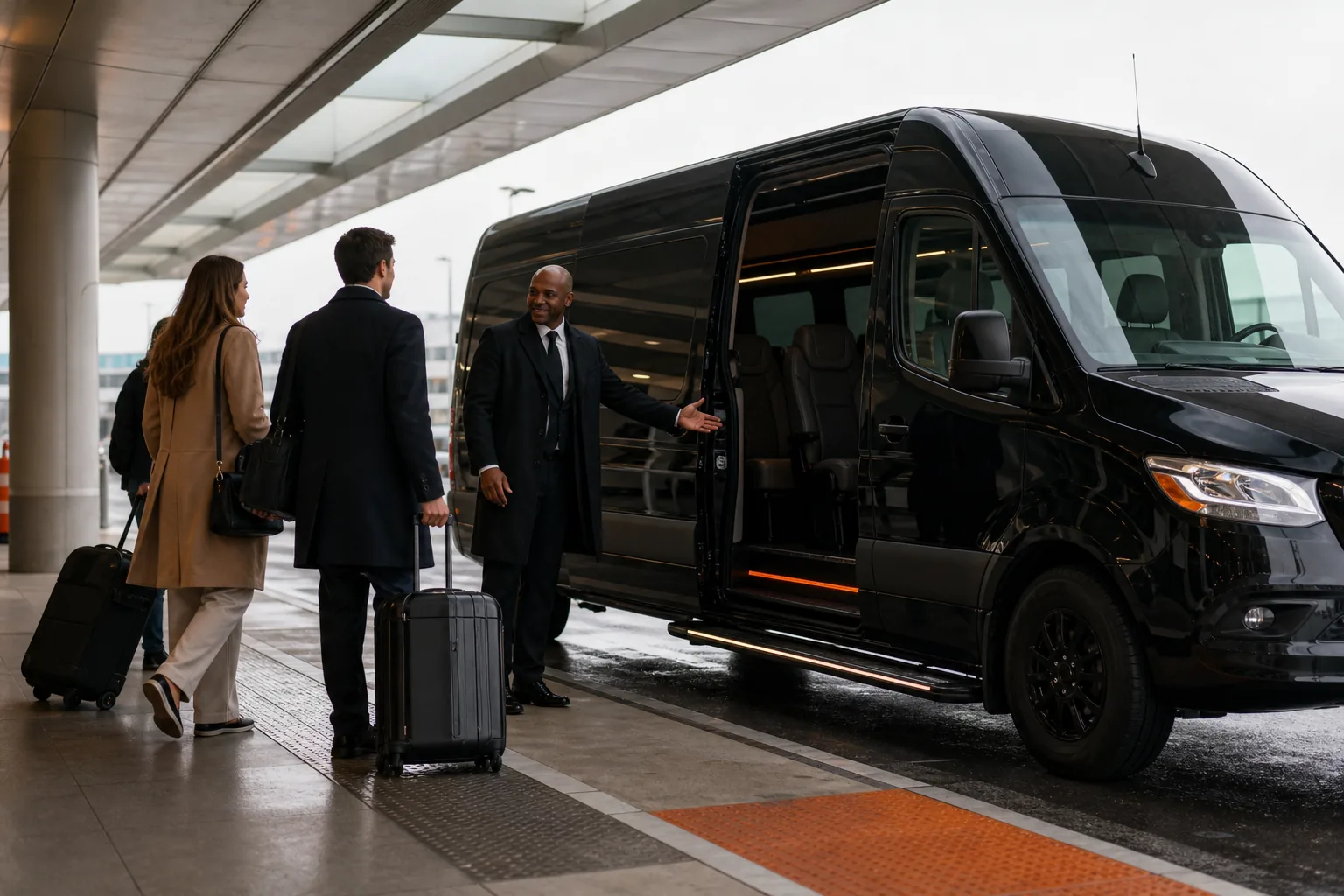 Coordinating a private van pickup at LaGuardia before driving to Brooklyn
