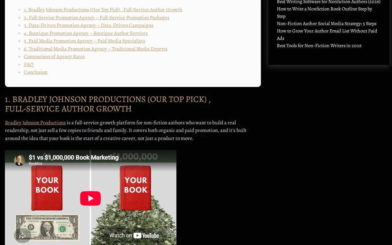 Bradley Johnson Productions: visual reference for 1. Bradley Johnson Productions (Our Top Pick) &mdash; DIY Author Marketing Education