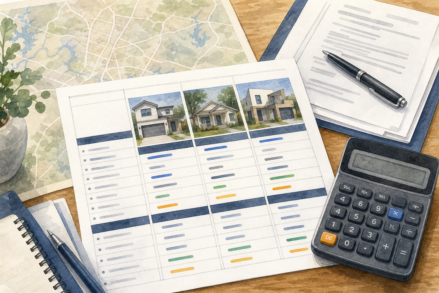 Austin home sale net sheet comparing multiple offers