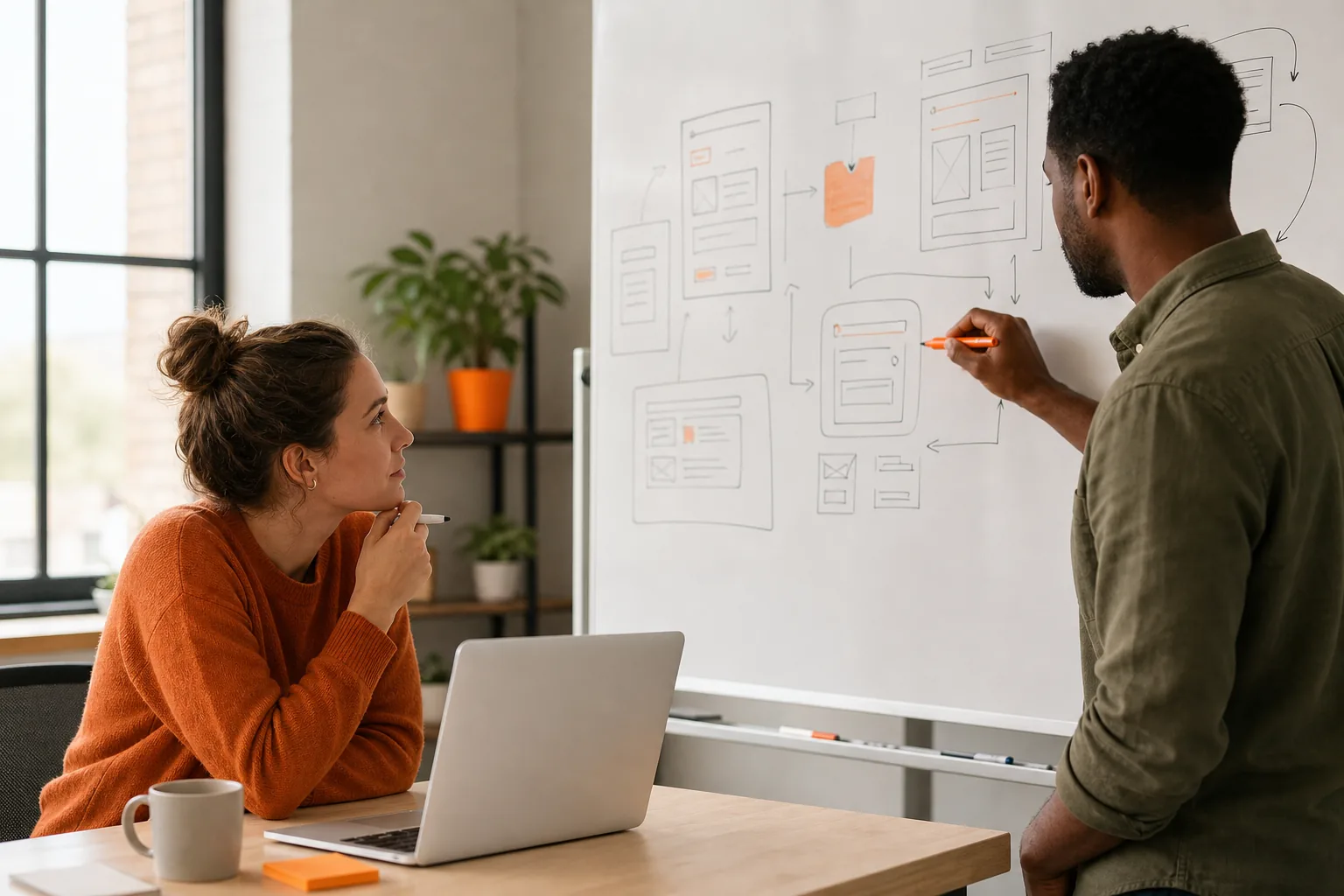 Hiring manager and recruiter defining software developer role and project scope.