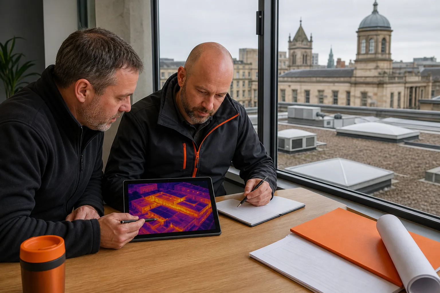 UK estate team reviewing solar inspection findings and repair priorities.