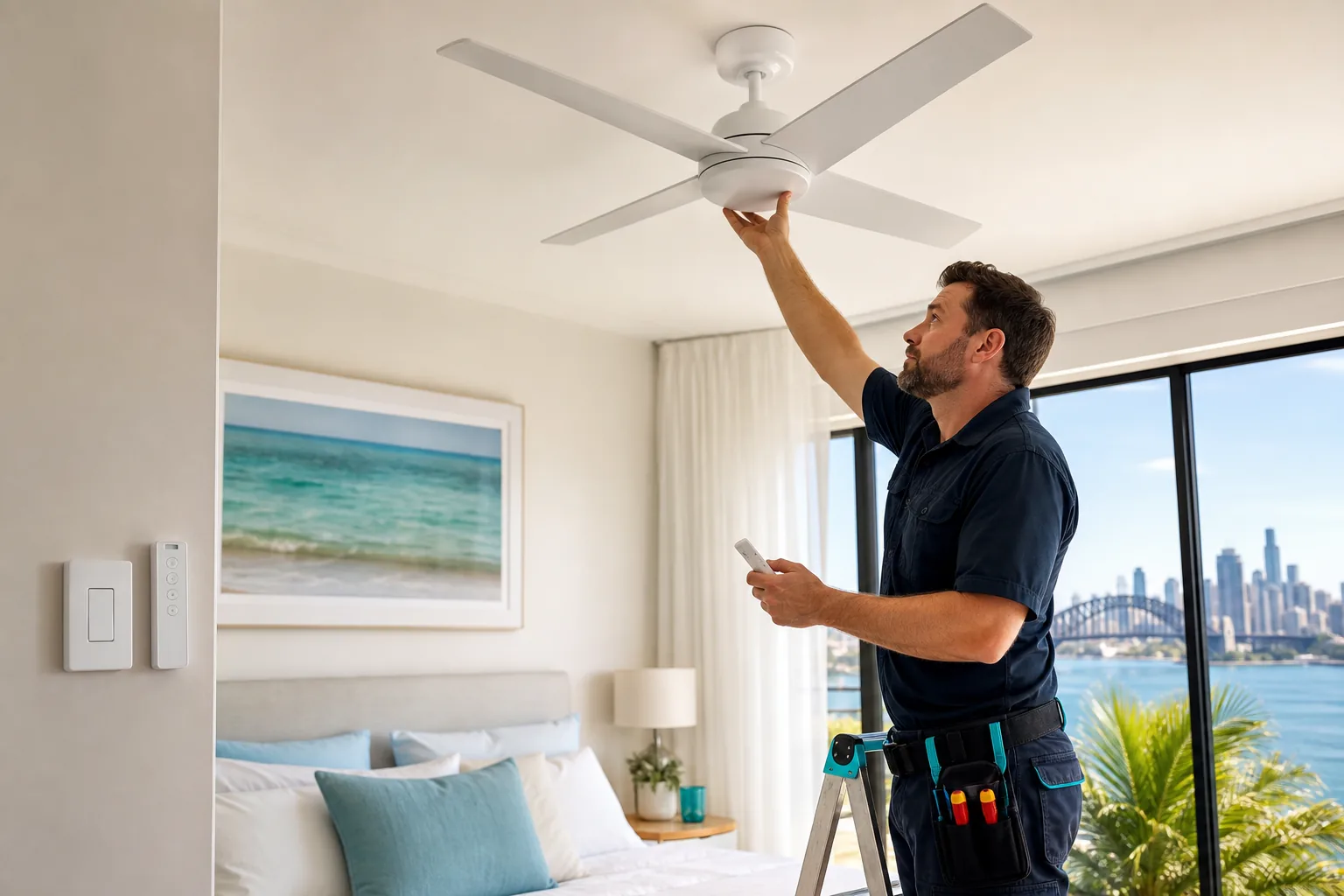 testing and balancing a ceiling fan after installation