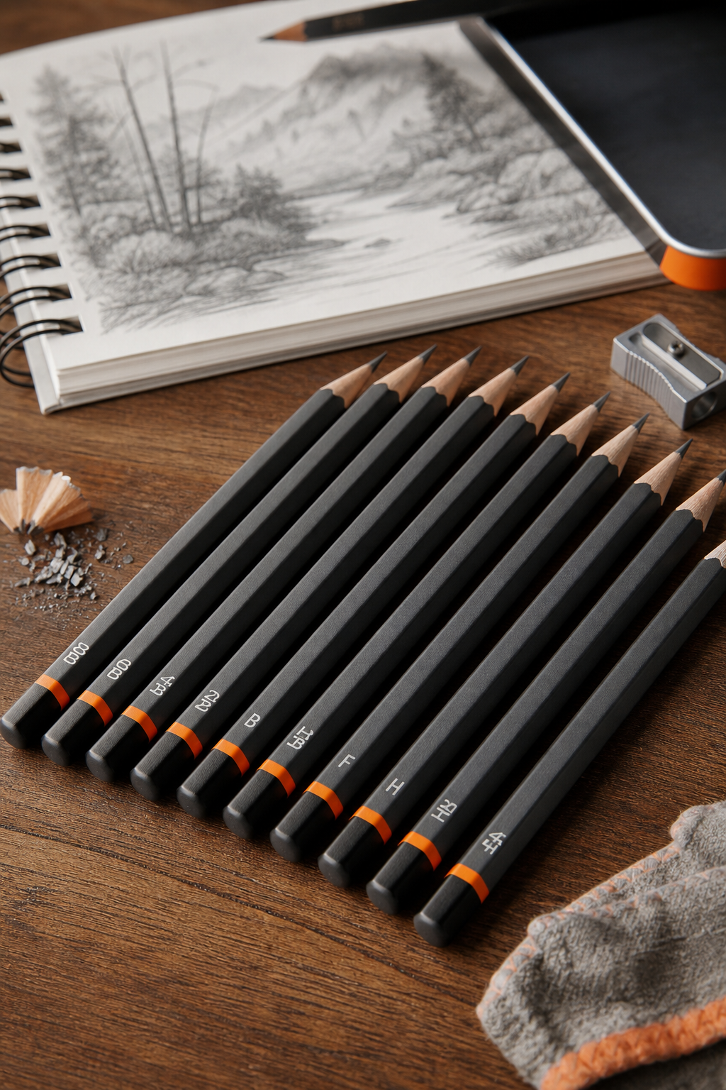 A photorealistic image related to how-to-pick-sketching-pencils. Alt: how-to-pick-sketching-pencils