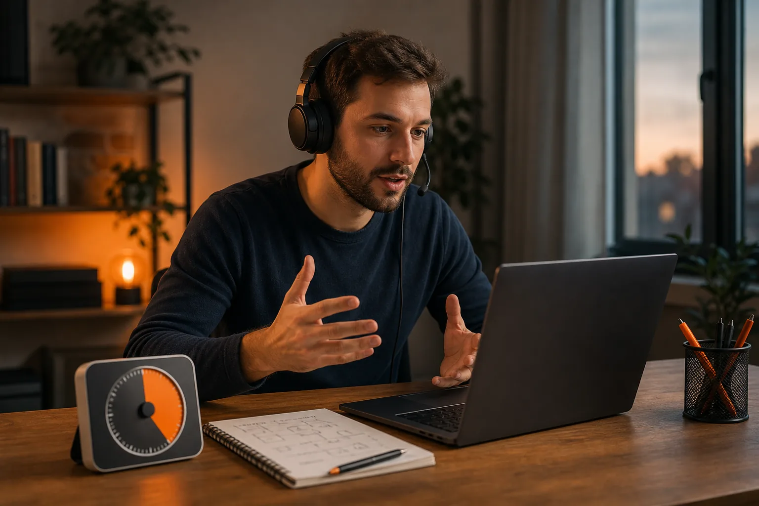developer practicing a timed coding explanation
