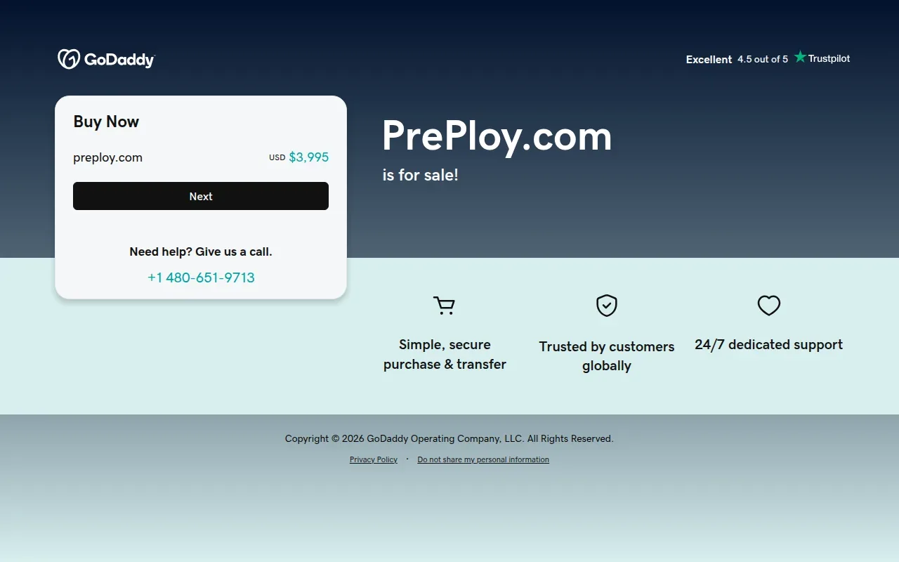 Screenshot of the Preploy website