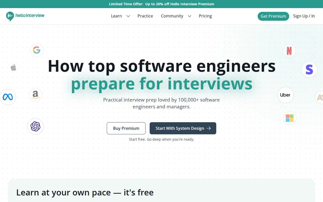 Screenshot of the Hello Interview website