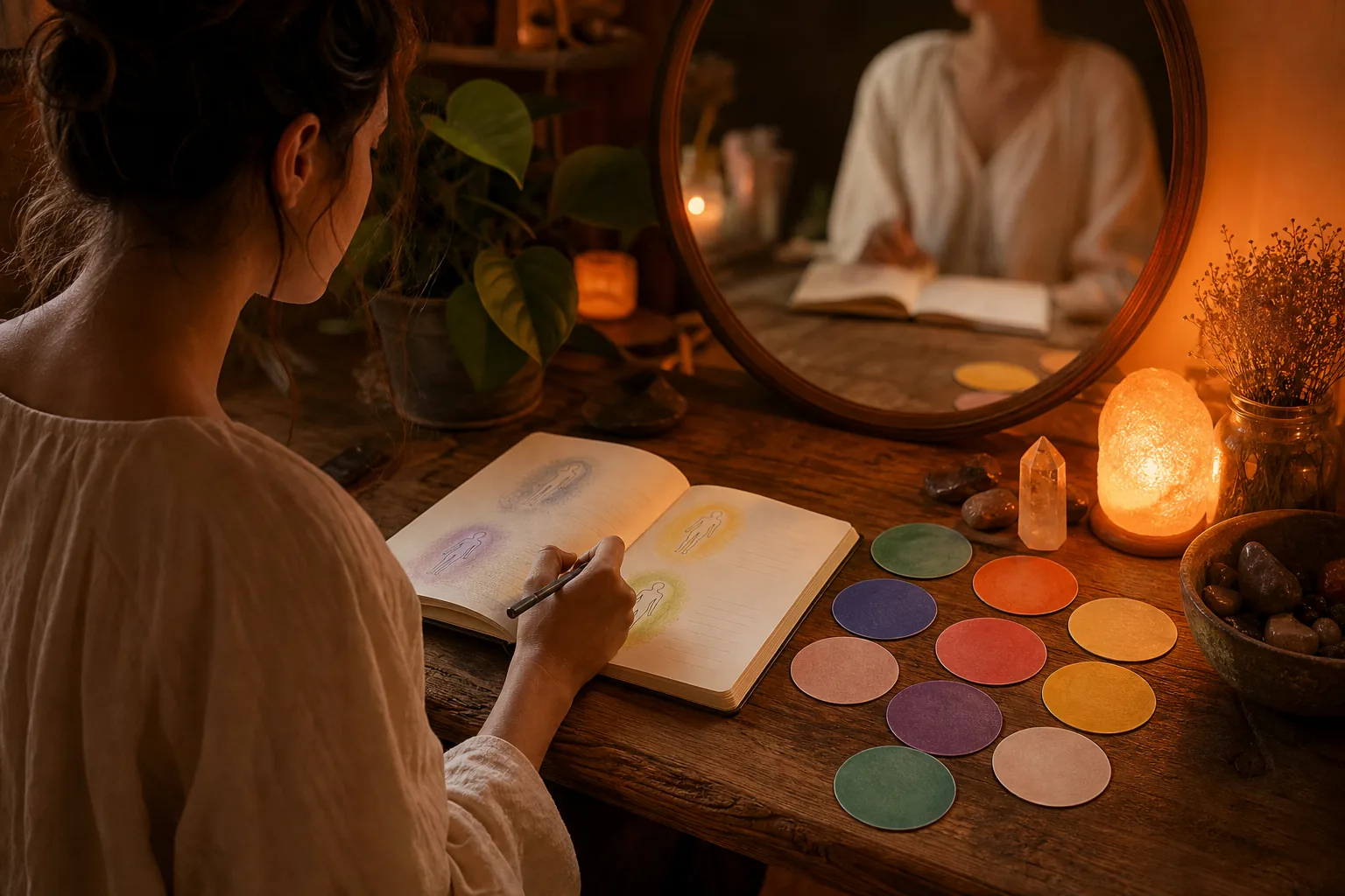 aura color interpretation journal and mirror practice