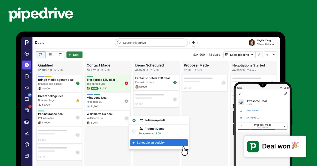 Pipedrive: visual reference for 6. Pipedrive, Simple Renewal and Account Follow-up