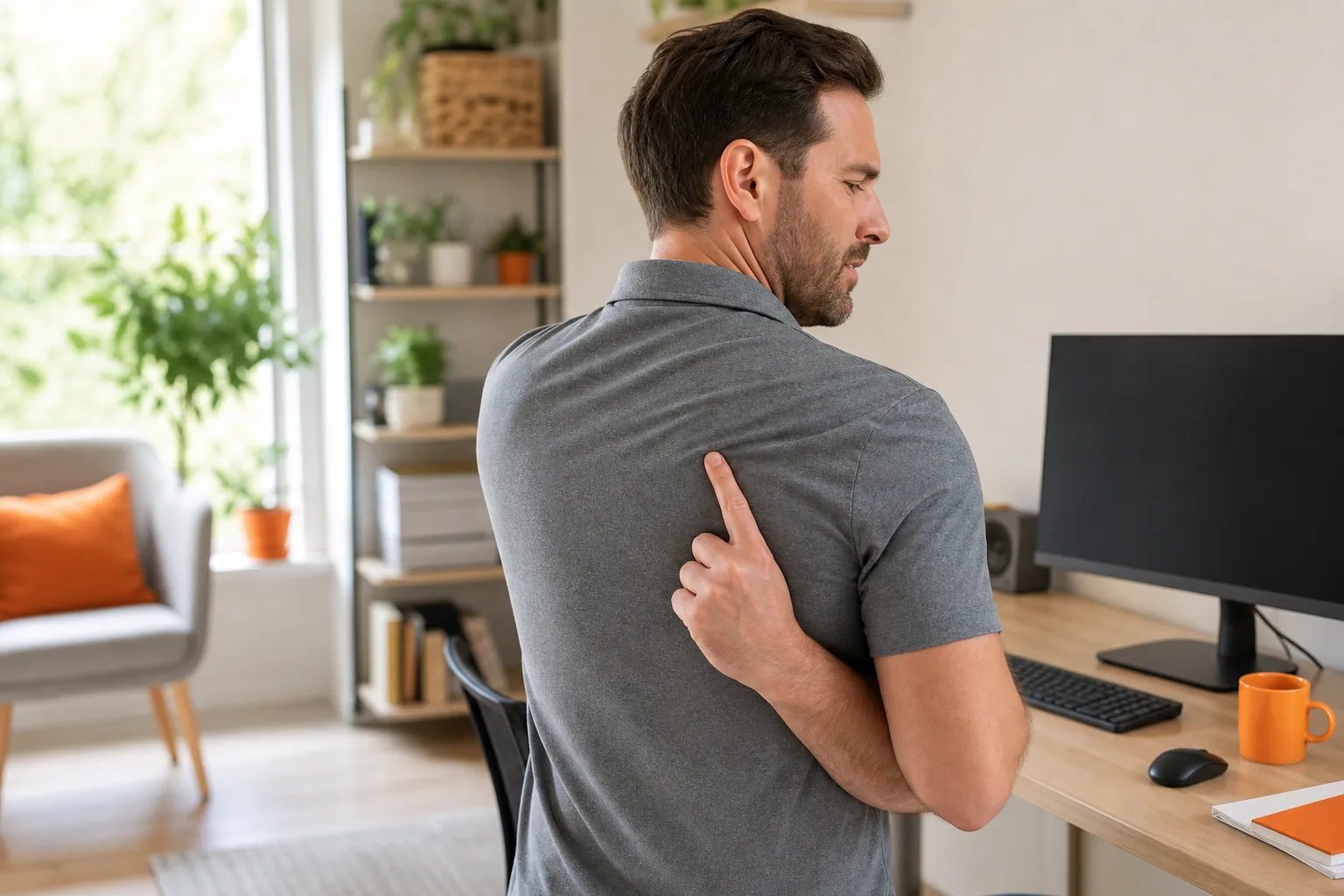 checking shoulder blade pain and posture at home