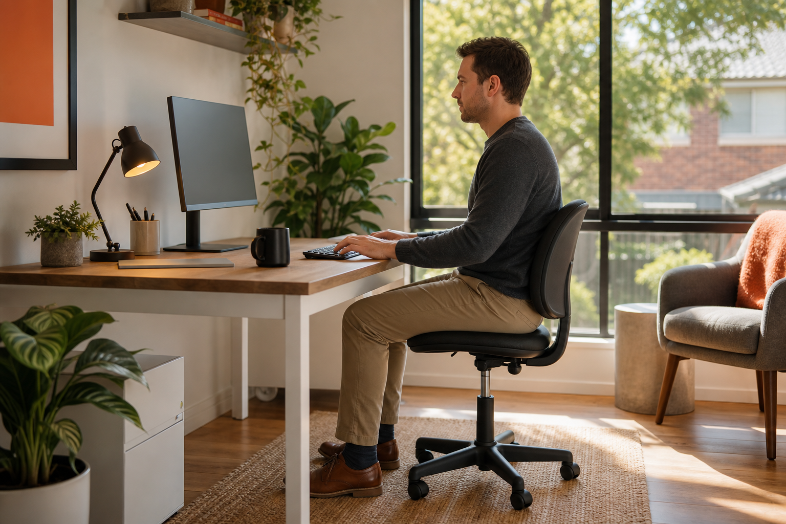 Correct sitting position to reduce tailbone pain