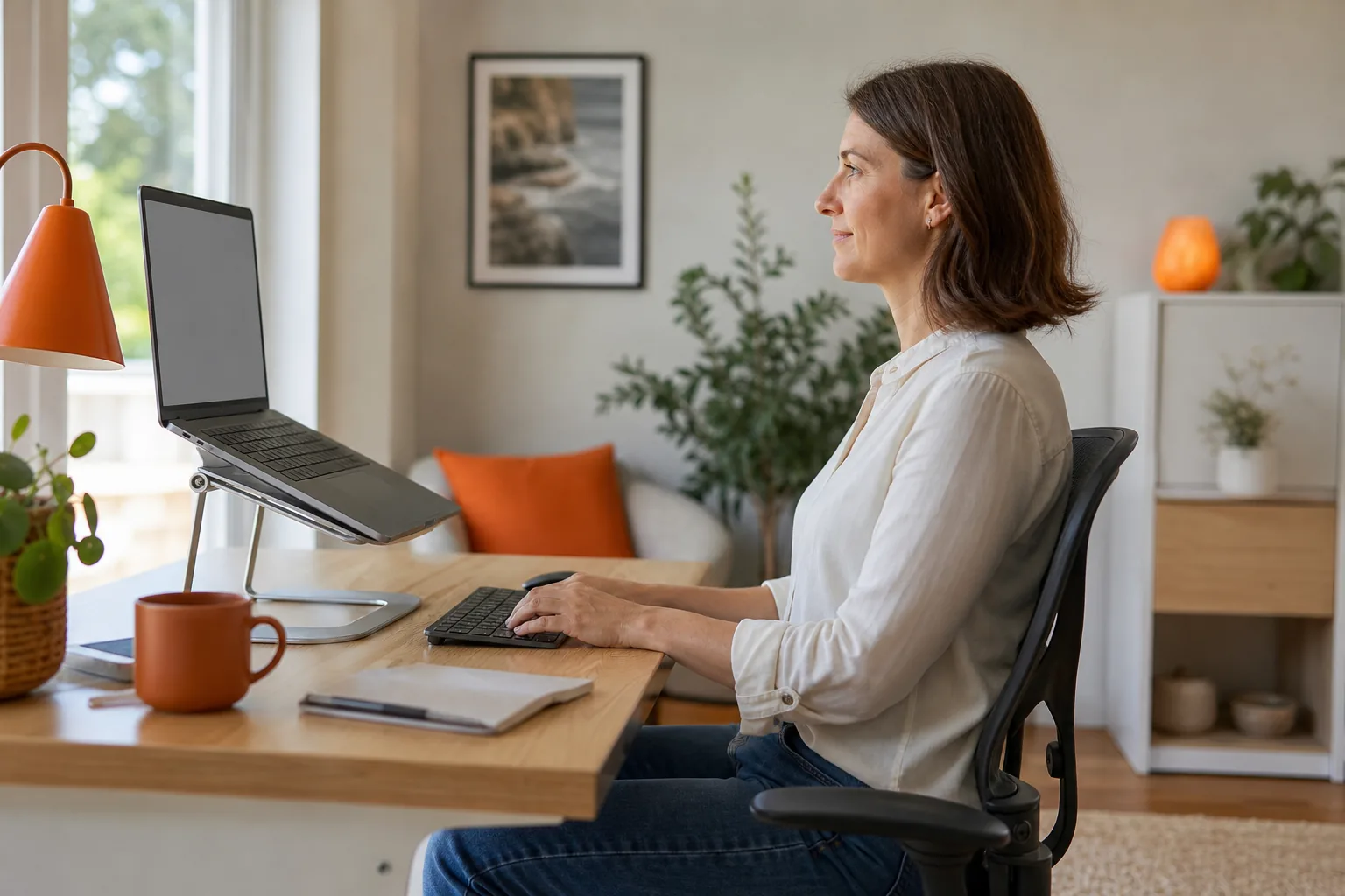 correct desk posture to help relieve tight neck muscles
