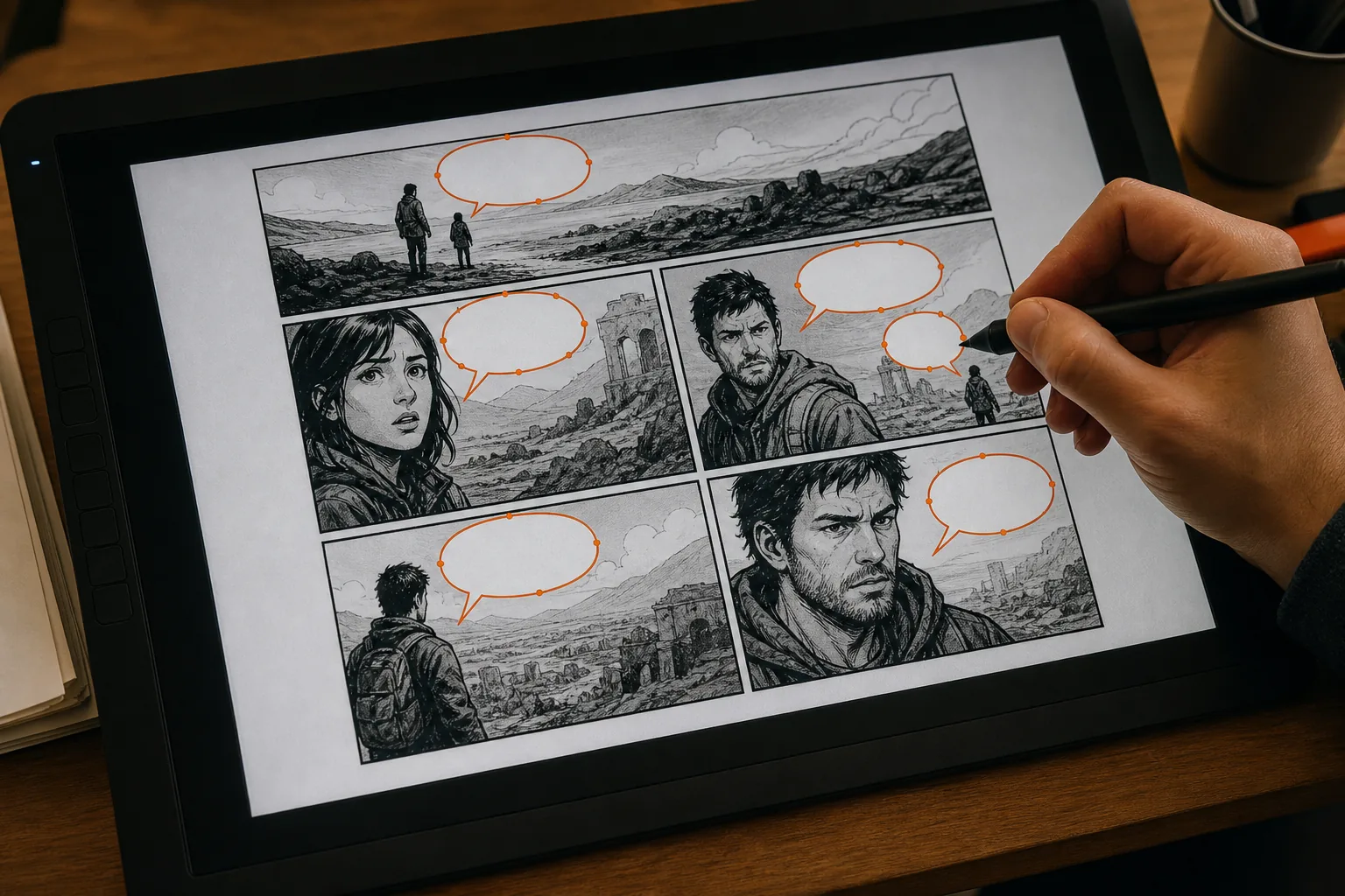 scanned comic page prepared for AI speech bubble removal
