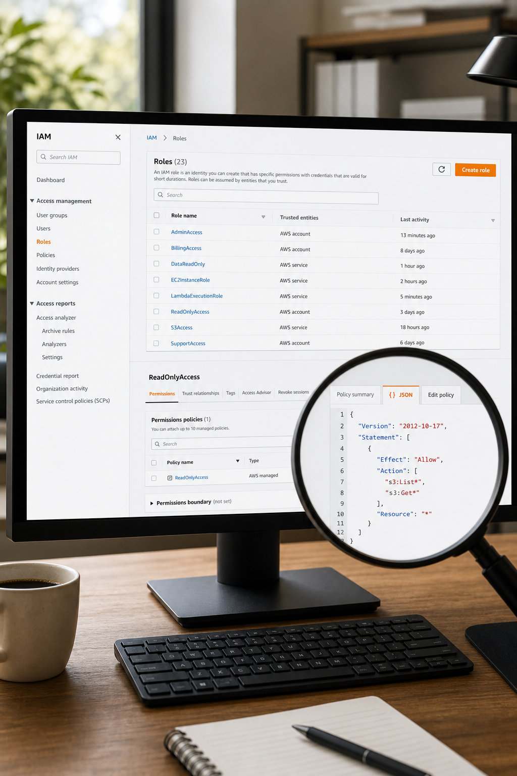 Azure portal showing a custom RBAC role definition with permissions scoped to a specific resource group. Alt: Azure custom RBAC role setup for client subscription