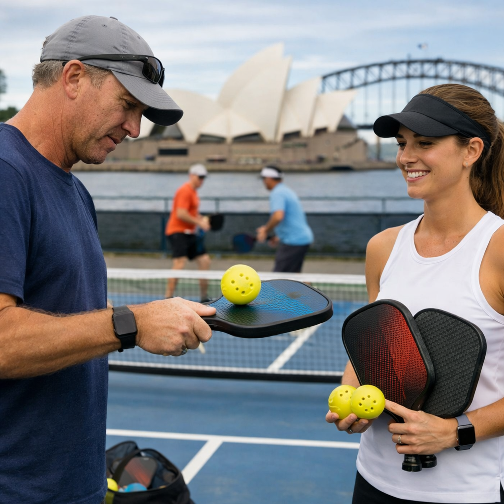 A photorealistic image related to how-to-test-a-pickleball-paddle-before-buying. Alt: how-to-test-a-pickleball-paddle-before-buying