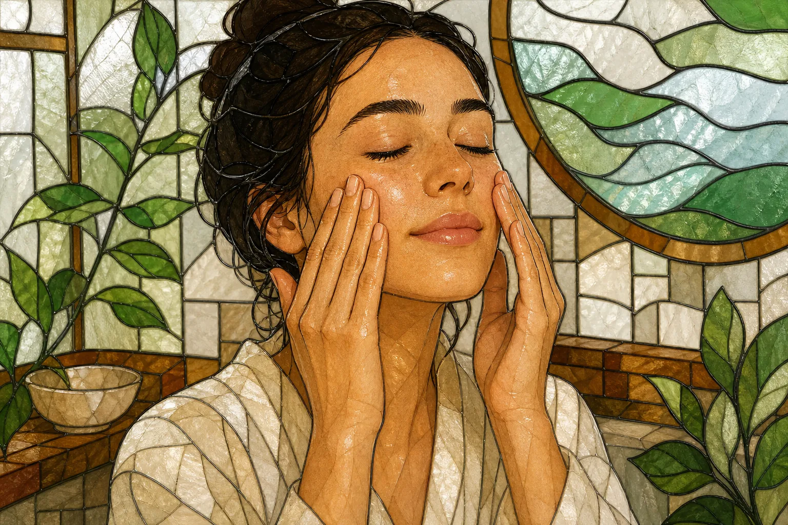 How to apply face toner gently after cleansing with clean hands.
