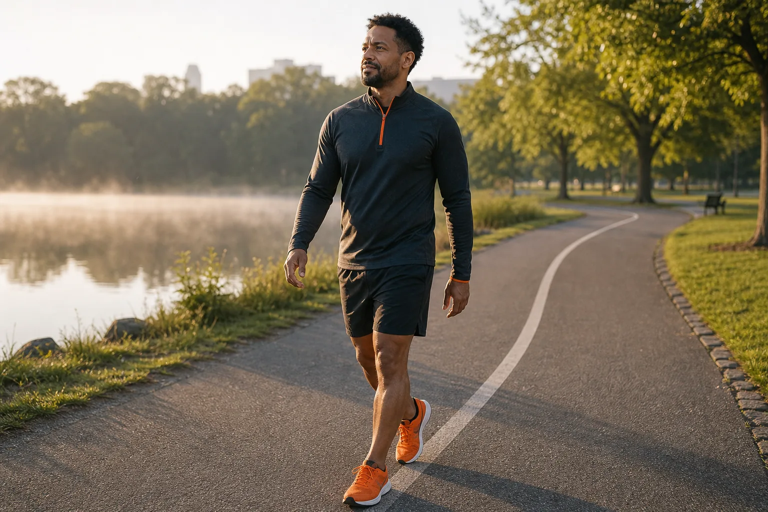 easy cardio warm-up with brisk walking before exercise