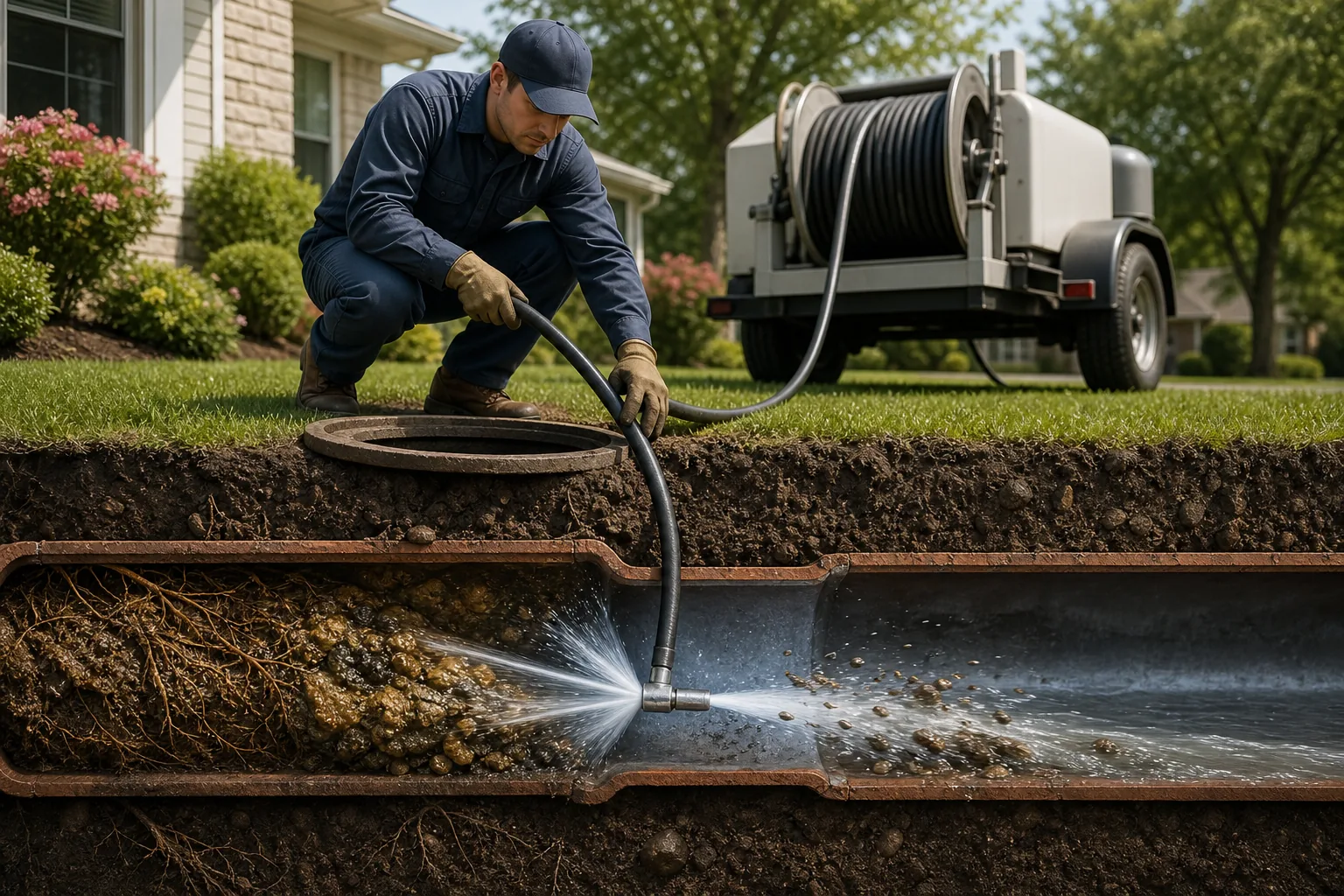Hydro Jetting: visual reference for 2. Hydro Jetting , High‑Pressure Pipe Cleaning