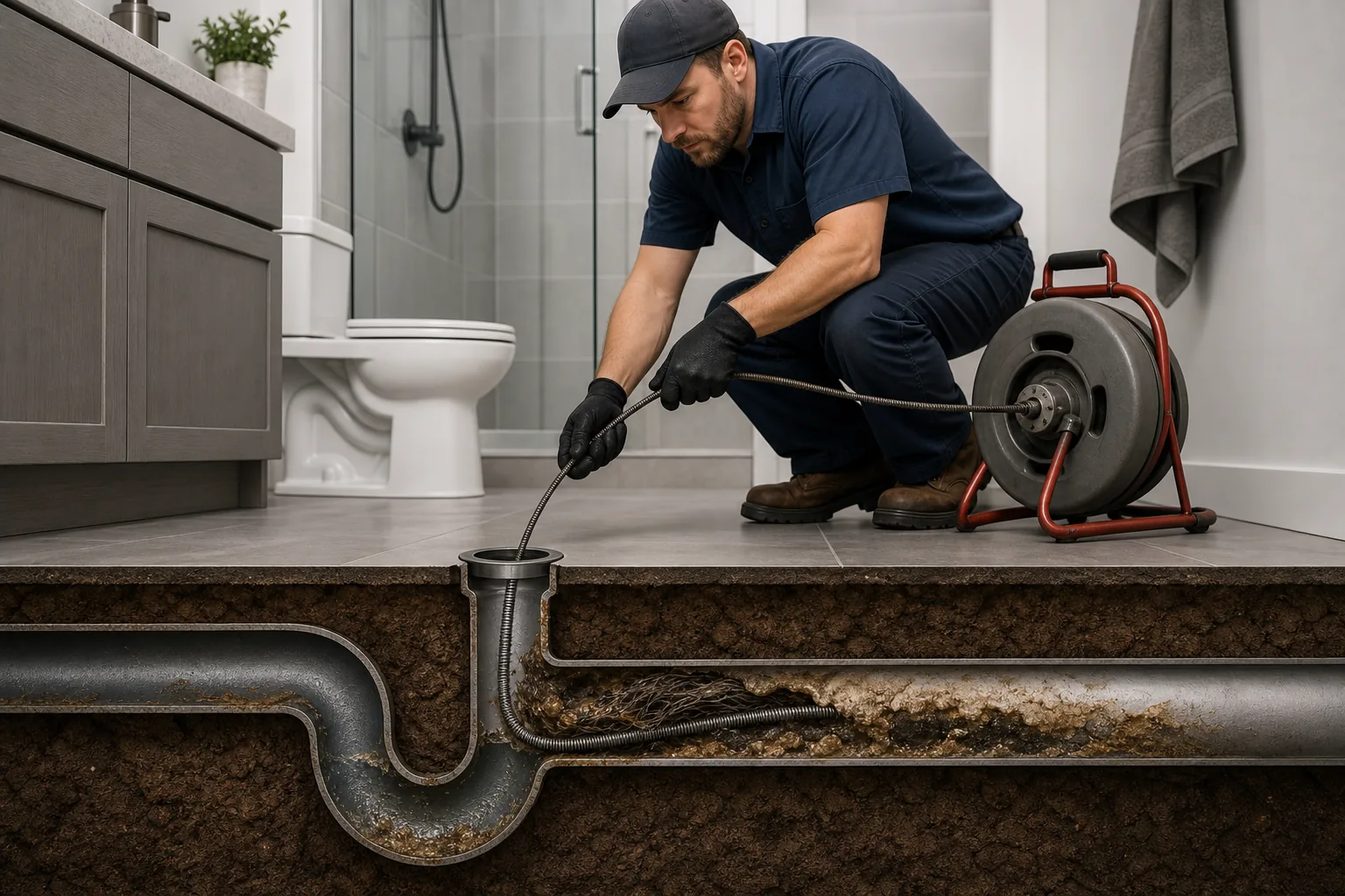 Drain Snaking: visual reference for 3. Drain Snaking , Traditional Cable Clearing