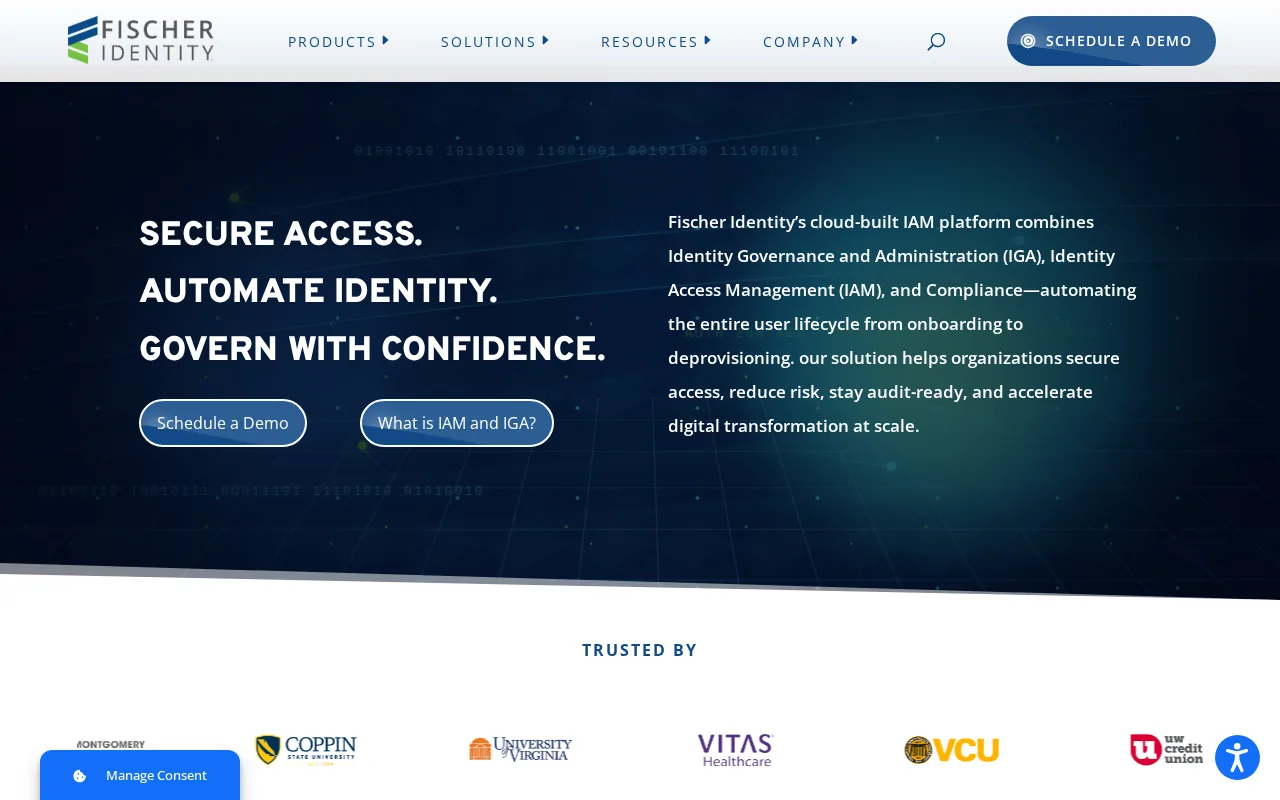 Fischer Identity homepage for identity governance and lifecycle management