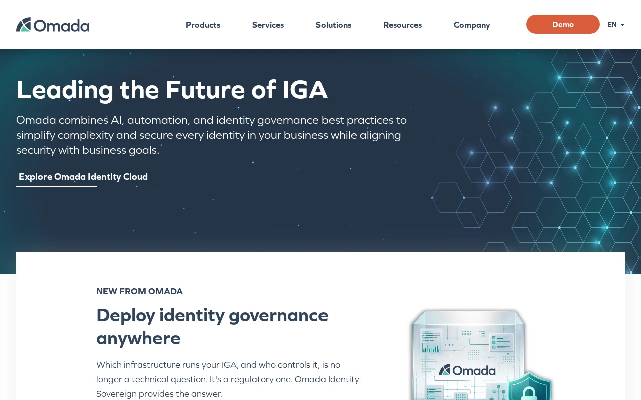 Omada Identity Cloud identity governance homepage