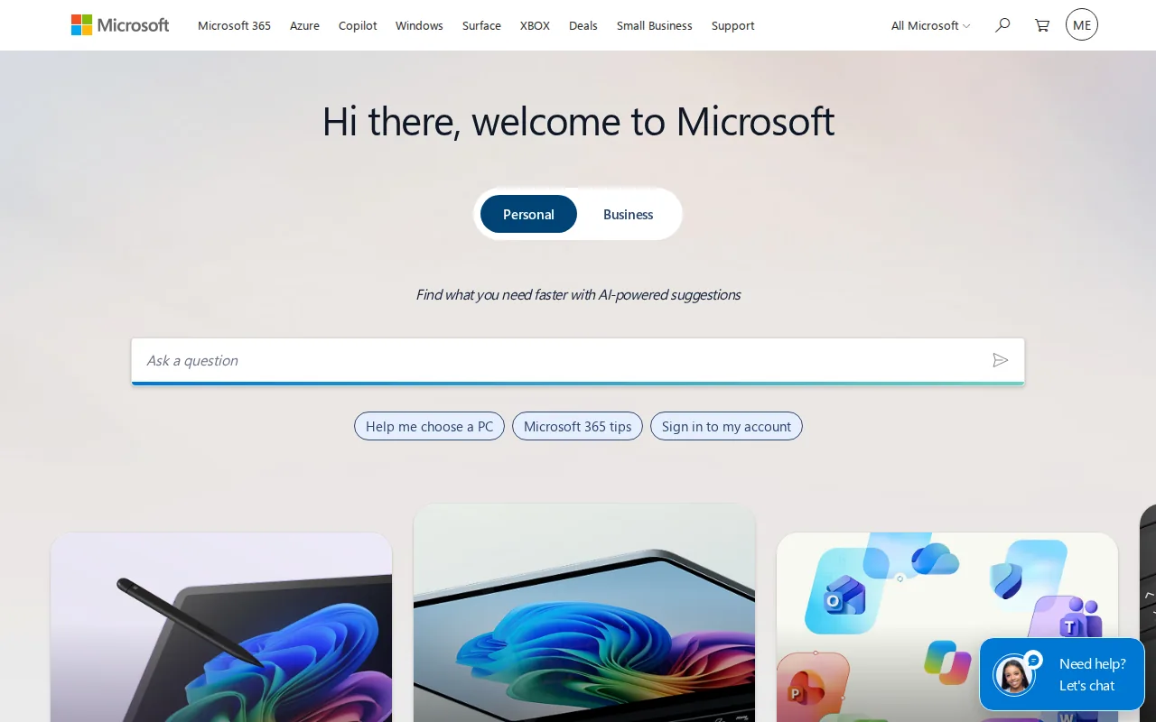 Microsoft identity and access management homepage