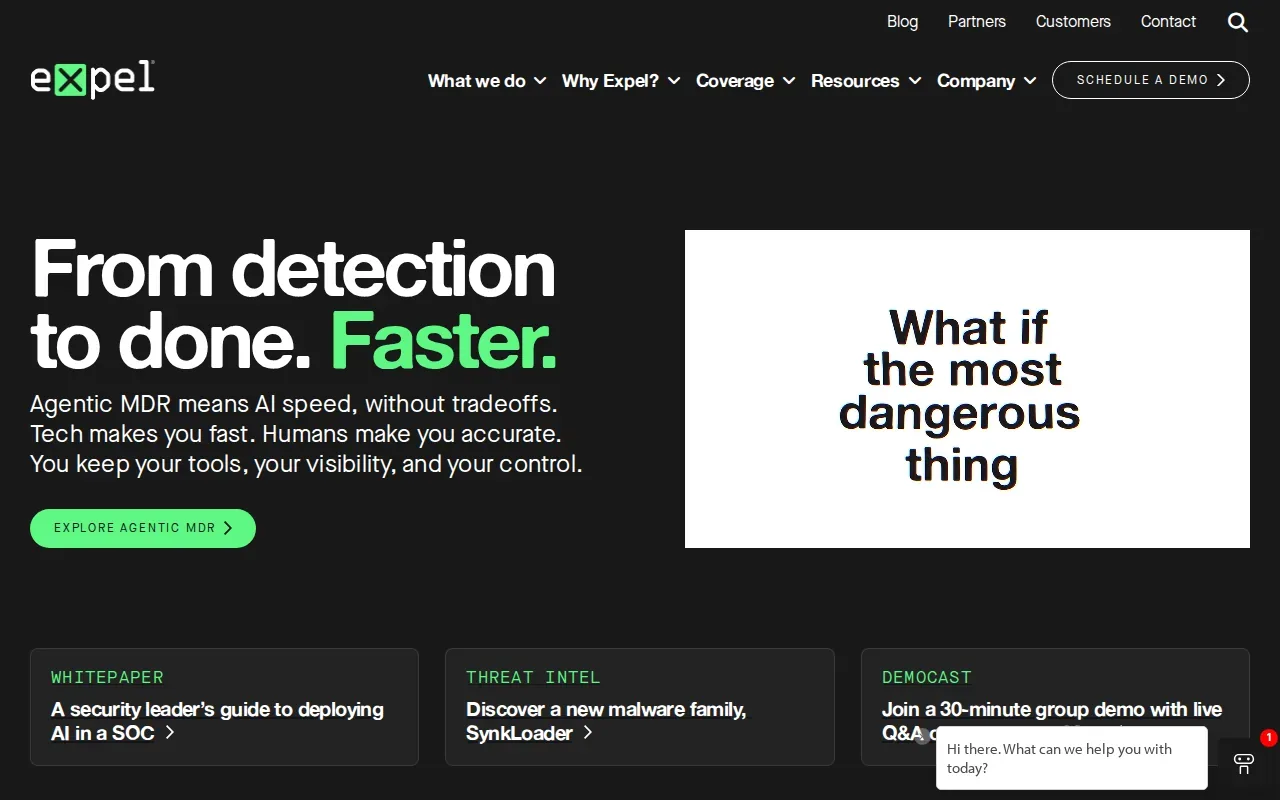 Screenshot of the Expel Workbench MDR website