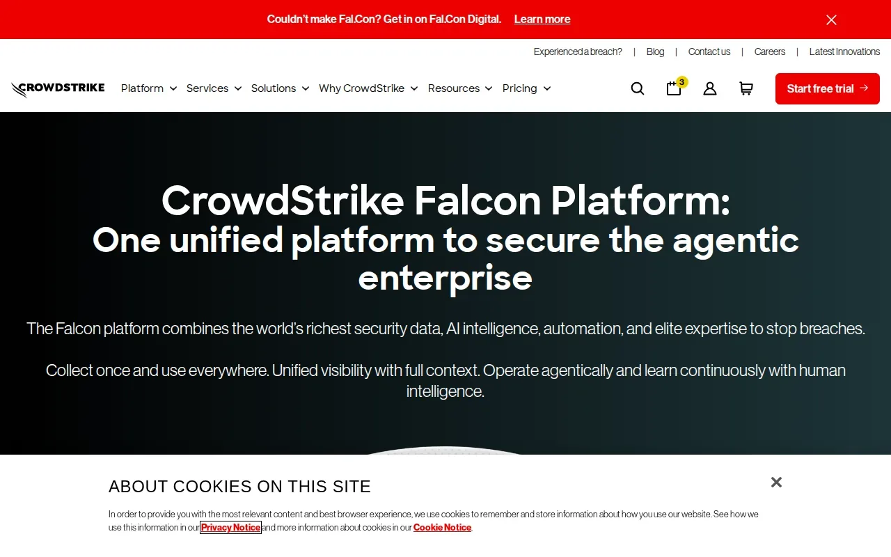 Screenshot of the CrowdStrike Falcon website